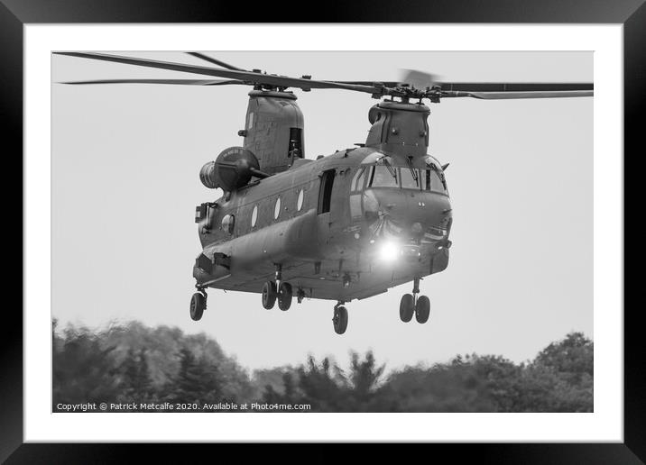 Chinook in the Hover Framed Mounted Print by Patrick Metcalfe