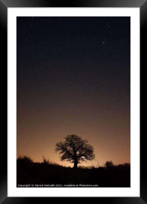 Lonely Tree at Night Framed Mounted Print by Patrick Metcalfe