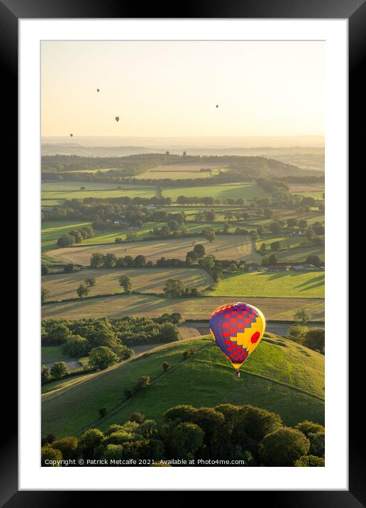 Hot Air Balloons over the English Countryside Framed Mounted Print by Patrick Metcalfe