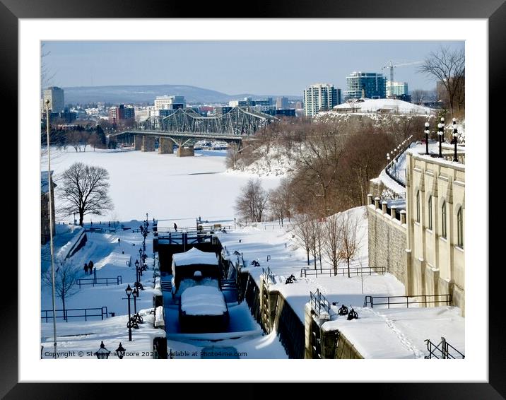 Rideau Canal in Winter Framed Mounted Print by Stephanie Moore