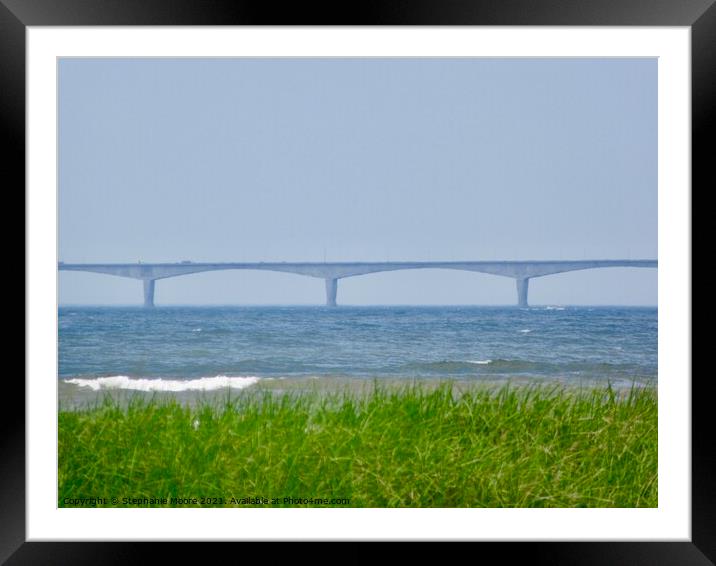Confederation Bridge on a misty day Framed Mounted Print by Stephanie Moore