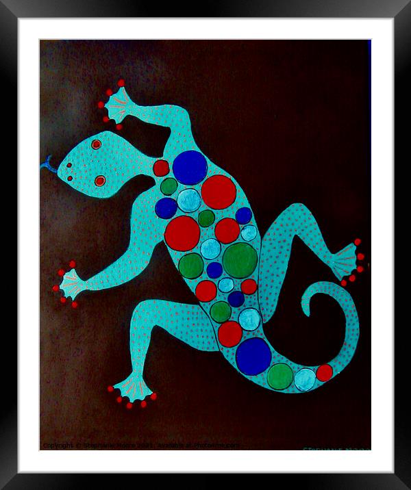Colourful Lizard Framed Mounted Print by Stephanie Moore