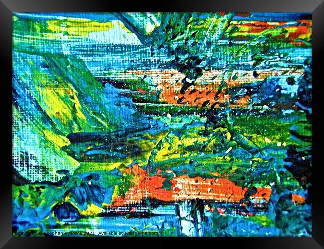 Abstract in green, blue and orange Framed Print by Stephanie Moore