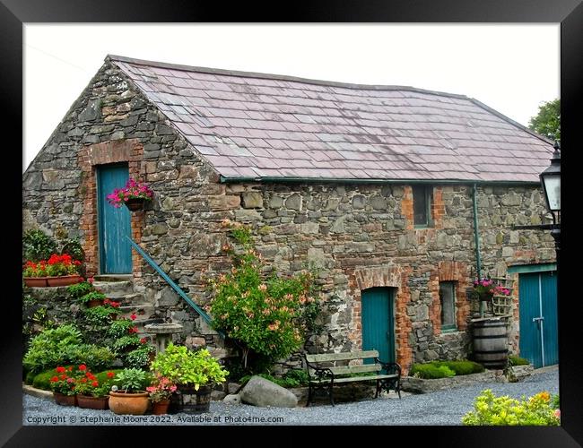 Cottage with teal doors Framed Print by Stephanie Moore