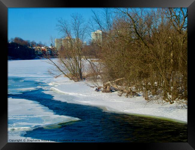 Melting ice in the Rideau River Framed Print by Stephanie Moore