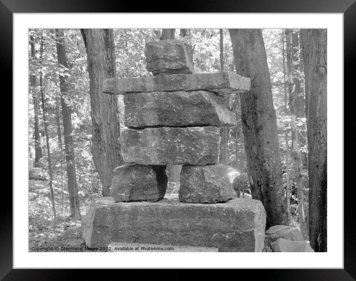 Inuksuk in black and white Framed Mounted Print by Stephanie Moore