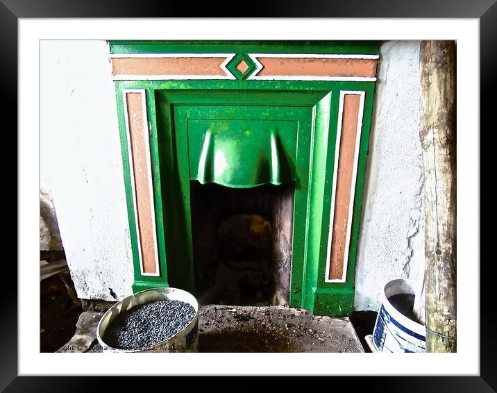 Fireplace and ash bucked Framed Mounted Print by Stephanie Moore