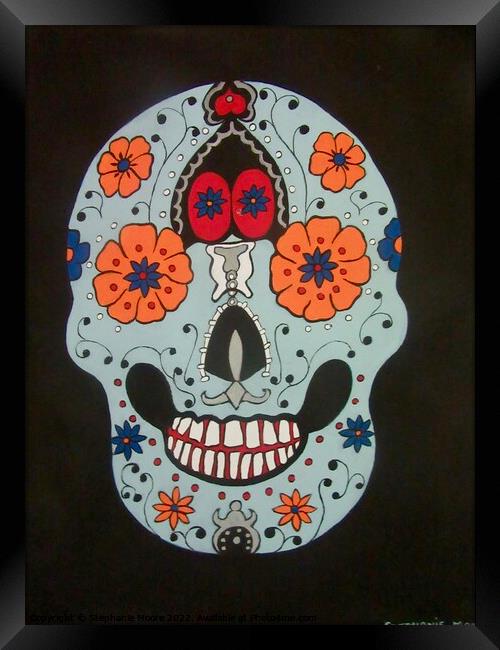Blue Skull Framed Print by Stephanie Moore
