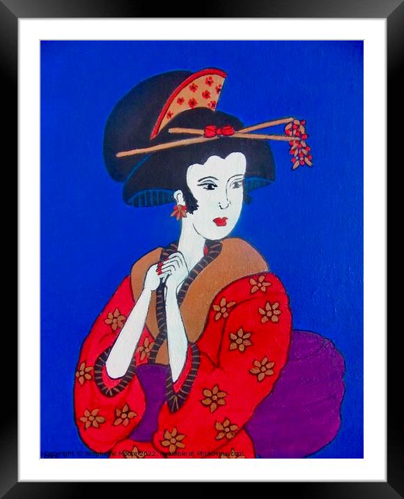 Red Geisha Framed Mounted Print by Stephanie Moore