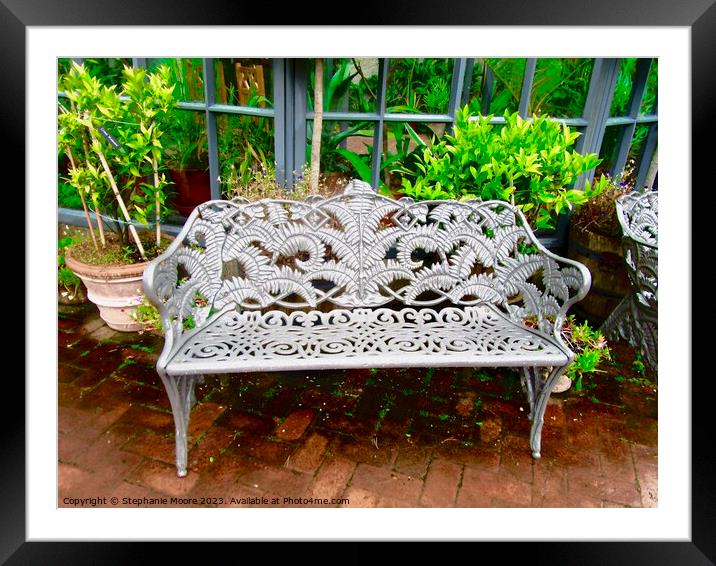 Ornate bench Framed Mounted Print by Stephanie Moore