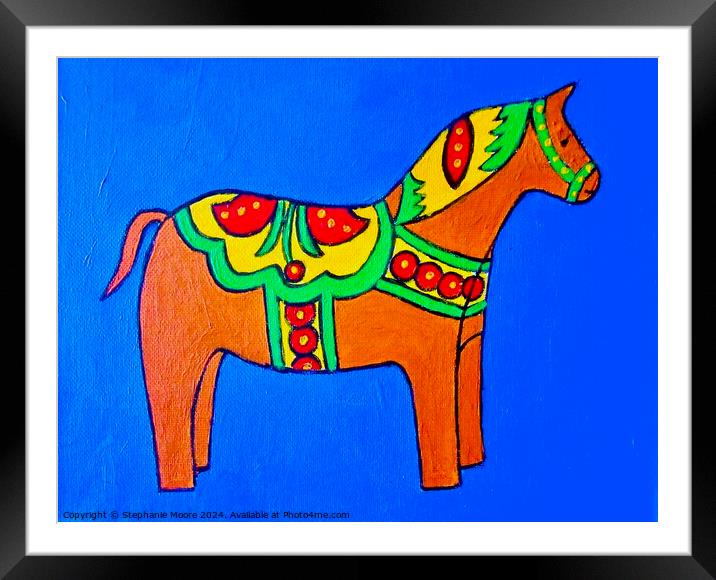 Orange wooden horse Framed Mounted Print by Stephanie Moore
