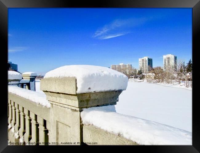 Snow on the Cummings Bridge Framed Print by Stephanie Moore