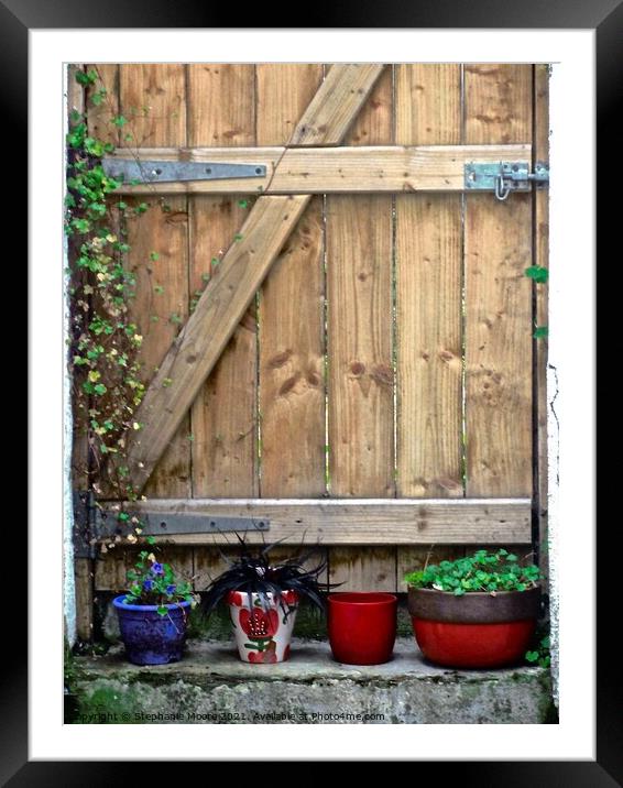 Wooden gate with plants Framed Mounted Print by Stephanie Moore