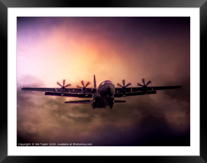 Hercules Transport plane Framed Mounted Print by Nik Taylor