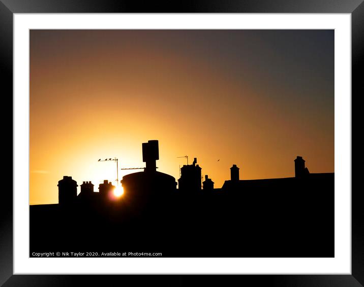 Rooftop sunset Framed Mounted Print by Nik Taylor