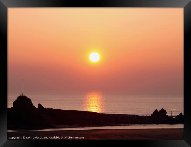 Bude Breakwater Framed Print by Nik Taylor