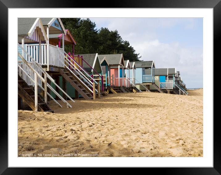Beach Huts, Wells-next-the-Sea, Framed Mounted Print by Nik Taylor