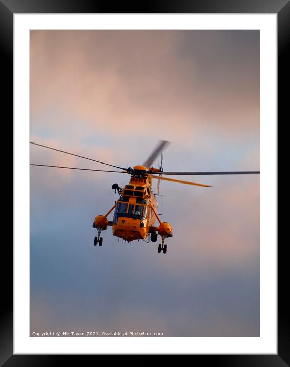 RAF Air Sea Rescue Helicopter. Framed Mounted Print by Nik Taylor