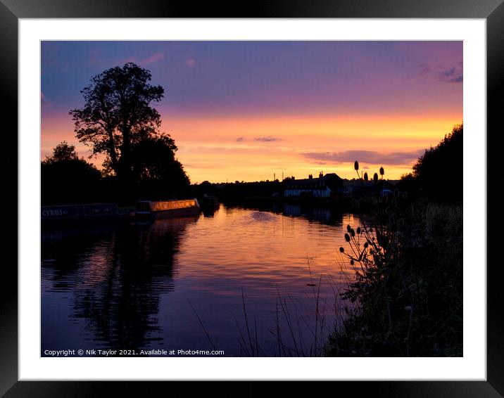 Sunset on the Gloucester and Sharpness Canal Framed Mounted Print by Nik Taylor
