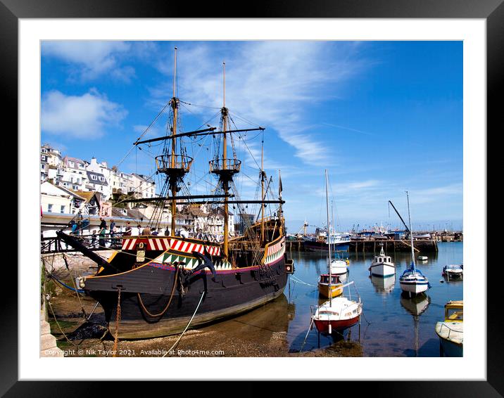 Golden Hind Brixham Framed Mounted Print by Nik Taylor