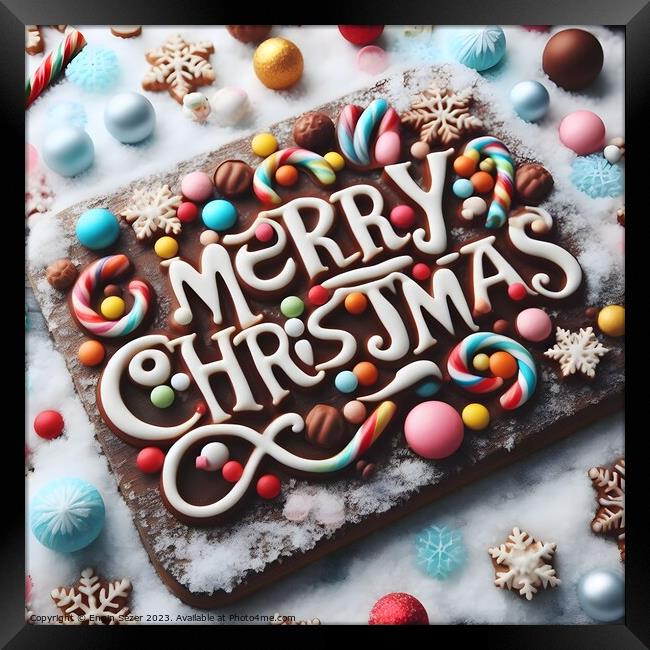 Ornate Merry Christmas Chocolate Cake Framed Print by Engin Sezer