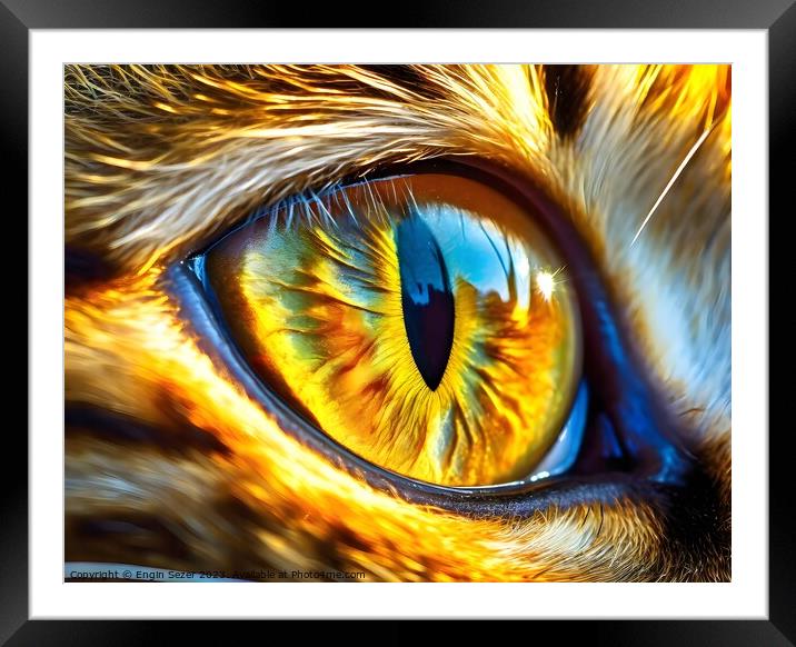 Macro shoot of a tabby domestic cat eye as ai Framed Mounted Print by Engin Sezer
