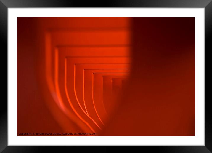 Orange Colored Abstract Tunnel Like Shapes Framed Mounted Print by Engin Sezer