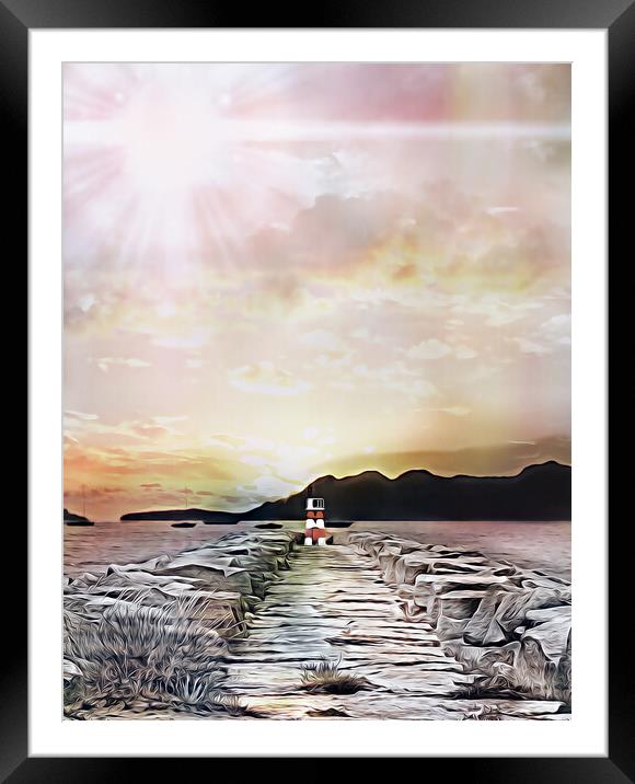 LIGHTHOUSE PUERTO POLLENSA Framed Mounted Print by LG Wall Art
