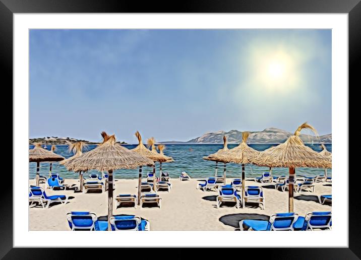 POLLENSA MALLORCA BEACH DAY Framed Mounted Print by LG Wall Art