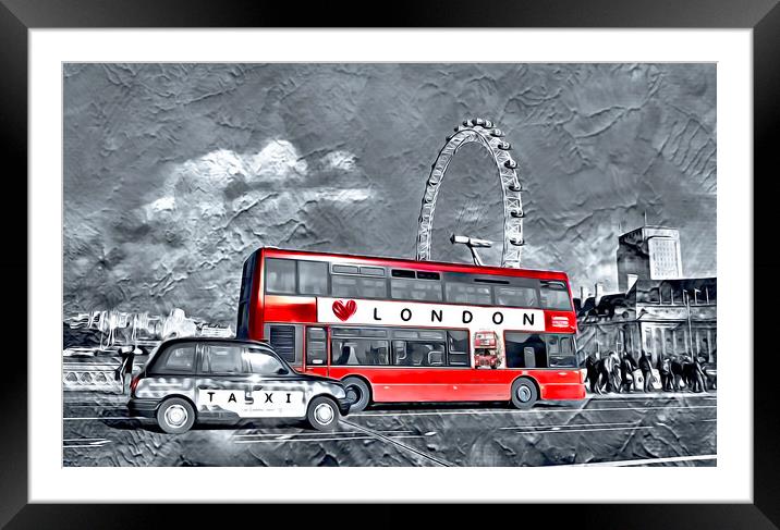 LONDON BUS & TAXI Framed Mounted Print by LG Wall Art