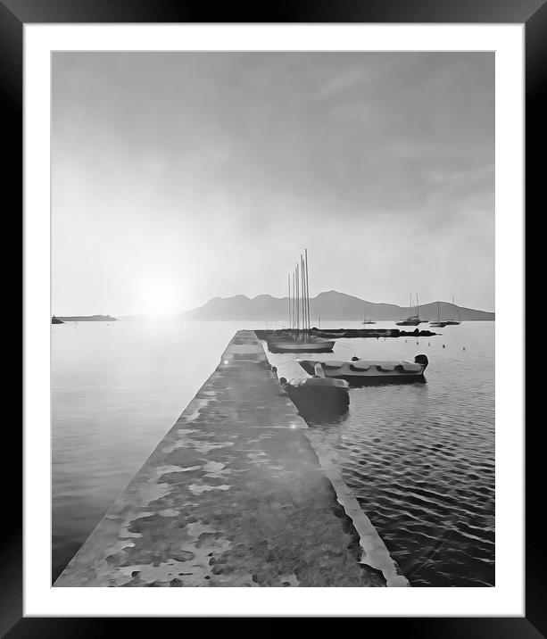 PUERTO POLLENSA BLACK & WHITE Framed Mounted Print by LG Wall Art