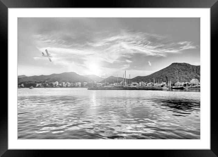 PUERTO POLLENSA BLACK & WHITE Framed Mounted Print by LG Wall Art