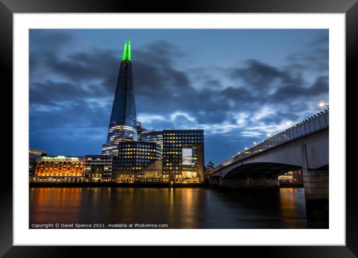 The Shard lighting up London  Framed Mounted Print by David Spence
