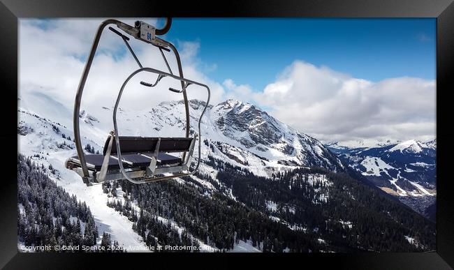 Mountain Chair-lift Days  Framed Print by David Spence
