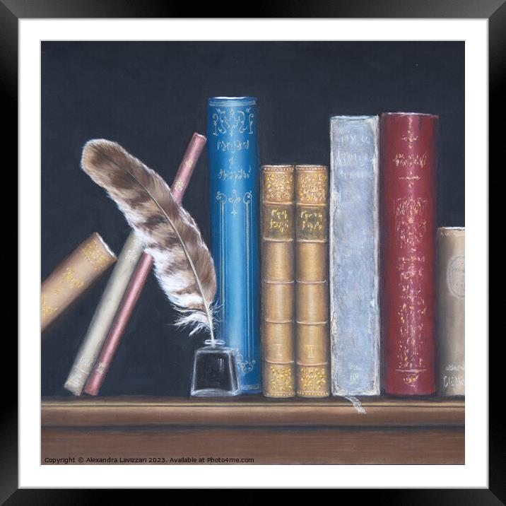 A Bookish Still Life  Framed Mounted Print by Alexandra Lavizzari