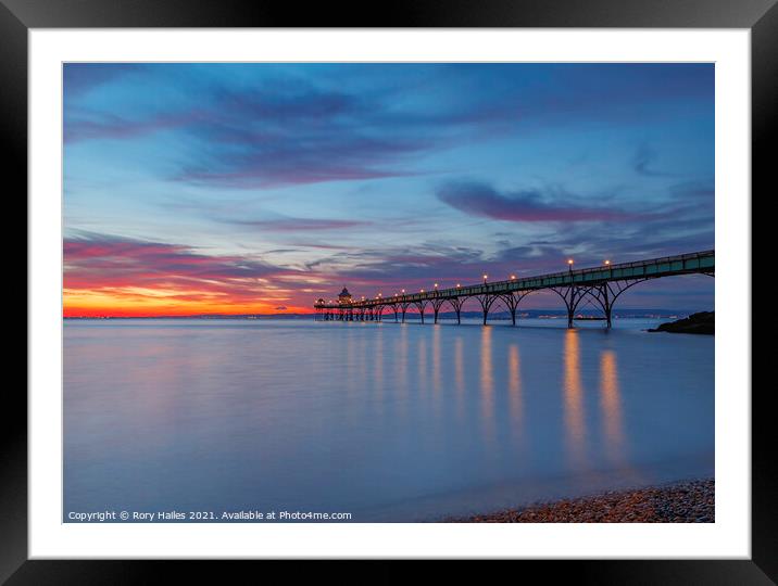 Clevedon Pier at Sunset Framed Mounted Print by Rory Hailes