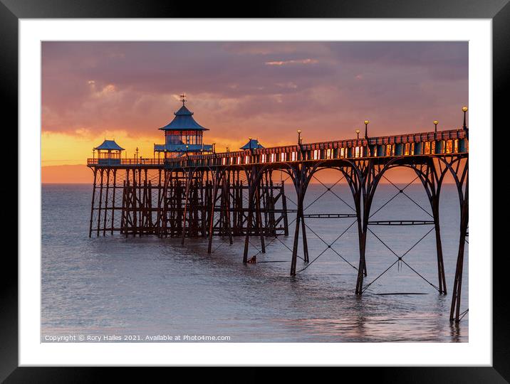 Clevedon pier at sunset Framed Mounted Print by Rory Hailes