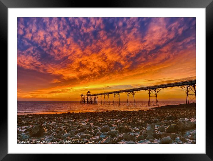 Clevedon Pier at sunset Framed Mounted Print by Rory Hailes