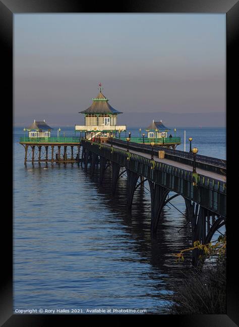 Clevedon Pier at high tide Framed Print by Rory Hailes