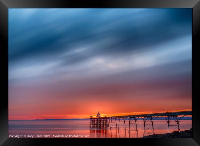 Clevedon Pier at Sunset Framed Print by Rory Hailes