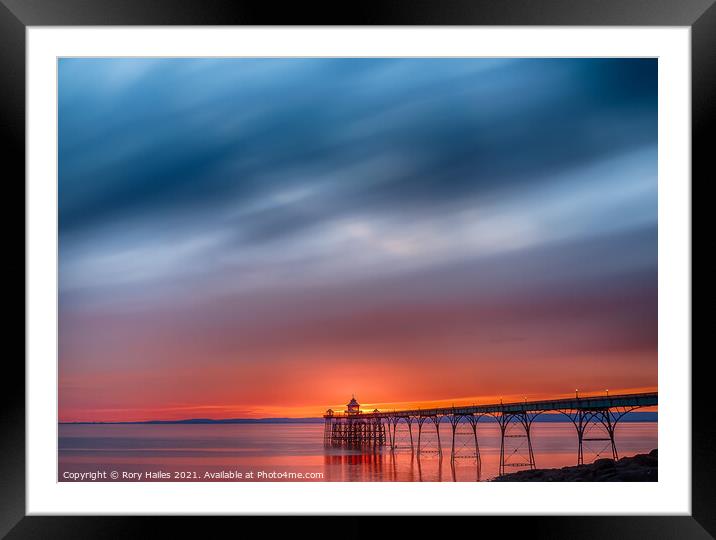 Clevedon Pier at Sunset Framed Mounted Print by Rory Hailes