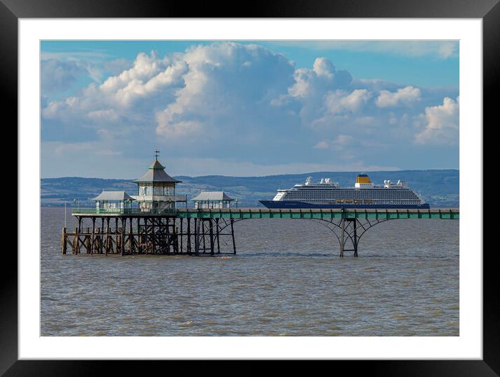 Clevedon Pier cruise ship Framed Mounted Print by Rory Hailes