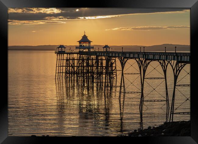 Clevedon Pier at sunset Framed Print by Rory Hailes