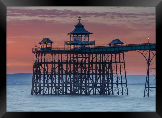 Clevedon Pier at low tide Framed Print by Rory Hailes