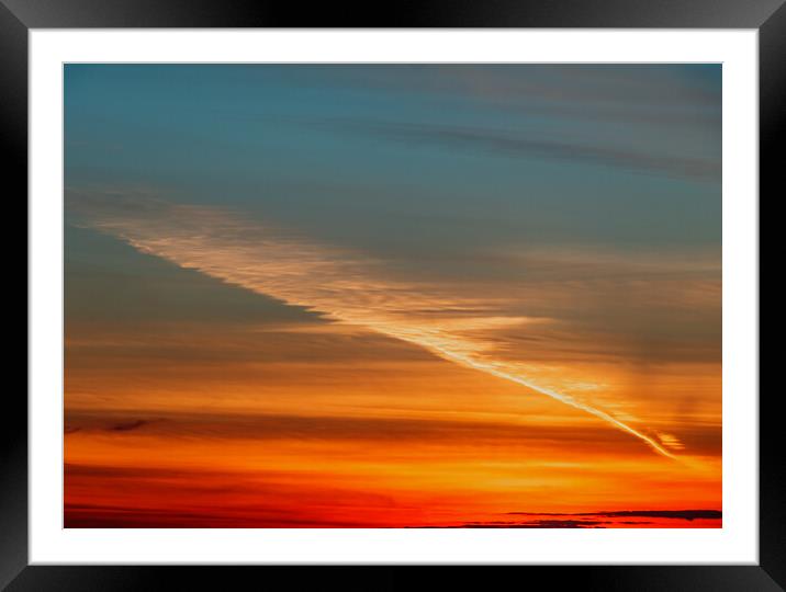 Contrail at sunset Framed Mounted Print by Rory Hailes