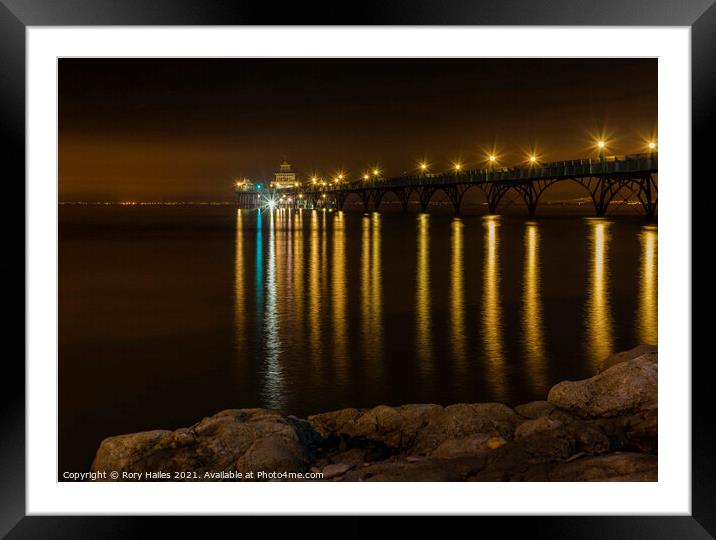 Clevedon Pier at Night Framed Mounted Print by Rory Hailes