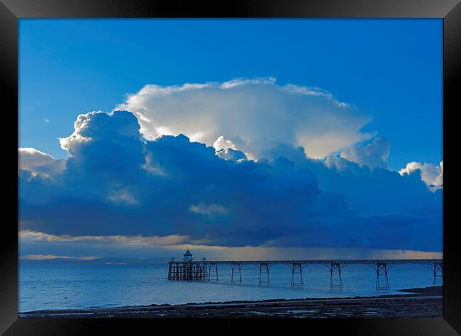 Clevedon Pier with cumulus cloud Framed Print by Rory Hailes