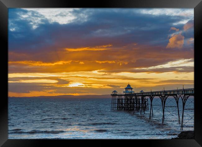 Clevedon Pier at Sunset Framed Print by Rory Hailes