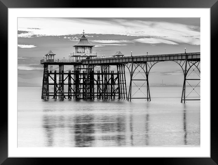 Clevedon Pier at Sunset on a calm evening Framed Mounted Print by Rory Hailes