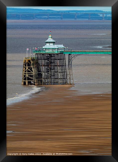 Clevedon Pier at low tide Framed Print by Rory Hailes